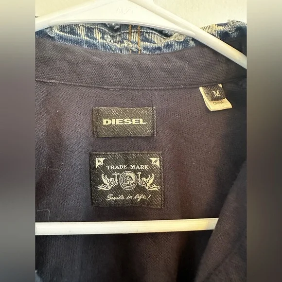 Vintage Diesel Black Polo Shirt with Denim Collar Detail Casual Cotton‎ Classic - Picture 4 of 11